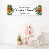 Orange Wedding Peony Rose Floral Banner (Insitu)