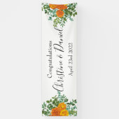 Orange Wedding Peony Rose Floral Banner (Vertikal)