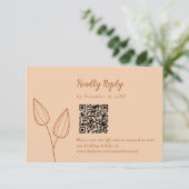 Orange Wedding RSVP Card mit QR Code (Stehend Vorderseite)
