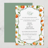 Orange Wedding Set Basil Green Einladung (Vorne/Hinten)