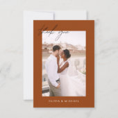 Orange Wedding Vielen Dank Foto Minimalistisch Dankeskarte (Vorderseite)
