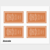 Orange Wedding Wine Bottle Monogram Fevor Labels Rechteckiger Aufkleber (Blatt)