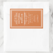 Orange Wedding Wine Bottle Monogram Fevor Labels Rechteckiger Aufkleber (Tasche)