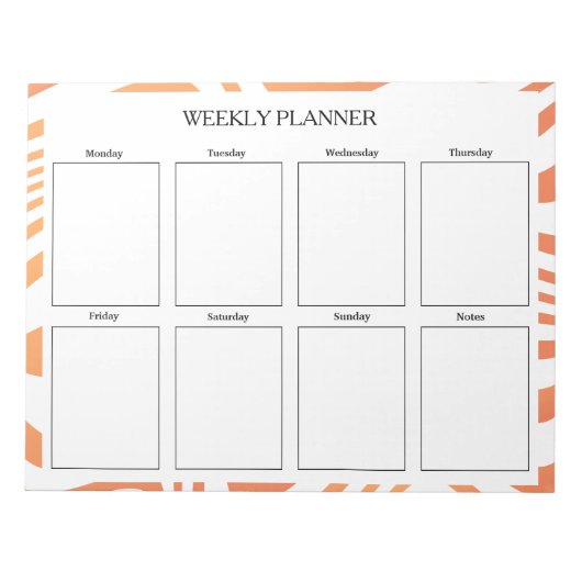 Orange Weekly Planer Custom Notizblock (Vorderseite)