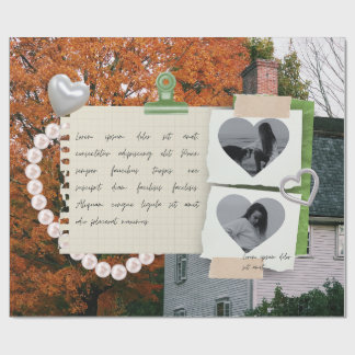 Orange Weiß Beige Herbst Scrapbook Fotoalbum Geschenkpapier