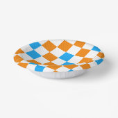 Orange Weiß Blau Kariertes Muster Design  Pappteller (Gewinkelt)