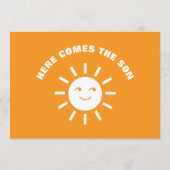 Orange Weiß hier kommt die Sonnendusche auf dem So Hinweiskarte (Rückseite)