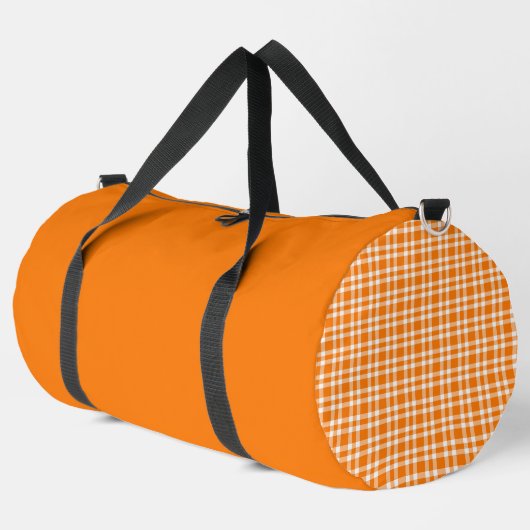 Orange-Weiß-Karomuster groß Duffle Bag (Linke Ecke)