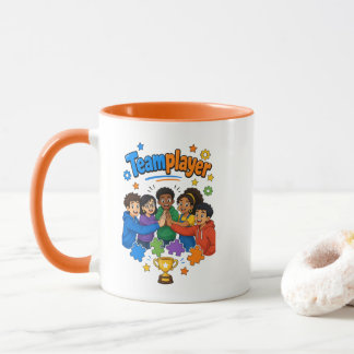 orange weiß Kinder Teamplayer Tasse