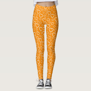 Orange-Weiß-Liebesherzen-Muster Leggings