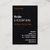 Orange weiß Monogram Hochformat Visitenkarte (Vorderseite)