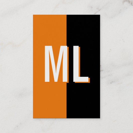 Orange weiß Monogram Hochformat Visitenkarte (Rückseite)