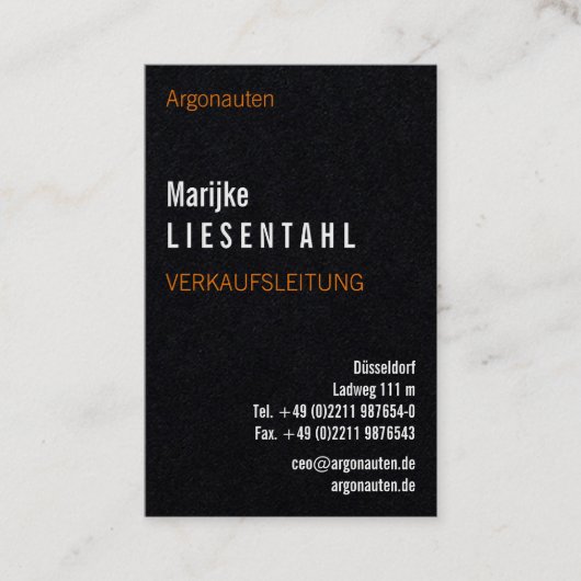 Orange weiß Monogram Hochformat Visitenkarte (Vorderseite)