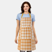 Orange-Weiß-Patchwork-Muster Schürze (Getragen)