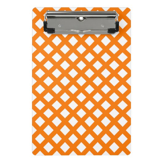 Orange-Weiß-Schachbrett-Diamantmuster Mini Klemmbrett (Vorderseite)