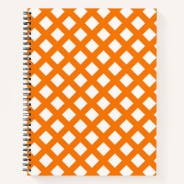 Orange-Weiß-Schachbrett-Diamantmuster Notizblock