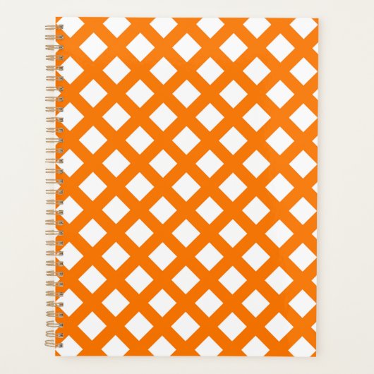 Orange-Weiß-Schachbrett-Diamantmuster Planer (Vorderseite)