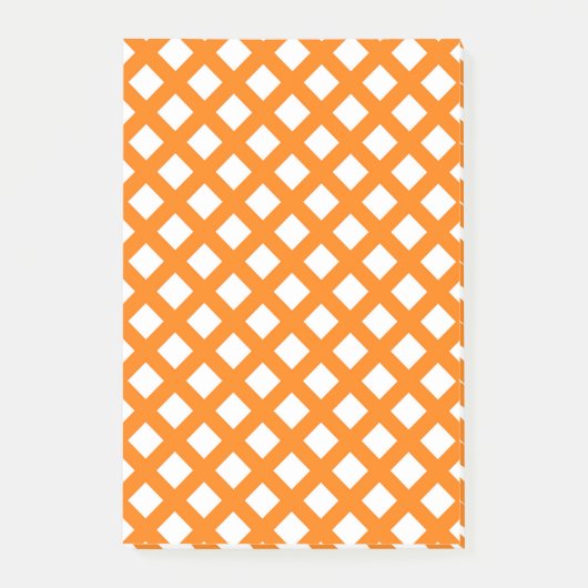 Orange-Weiß-Schachbrett-Diamantmuster Post-it Klebezettel (Vorderseite)