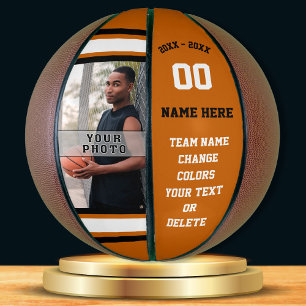 Orange, Weiß, Schwarzes FOTO Personalisiert Basket Basketball