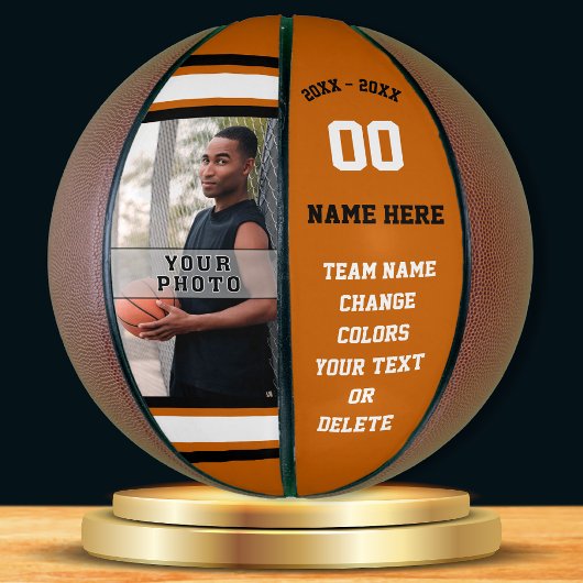 Orange, Weiß, Schwarzes FOTO Personalisiert Basket Basketball