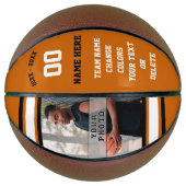 Orange, Weiß, Schwarzes FOTO Personalisiert Basket Basketball (Vorderseite)
