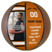 Orange, Weiß, Schwarzes FOTO Personalisiert Basket Basketball (Vertikal)