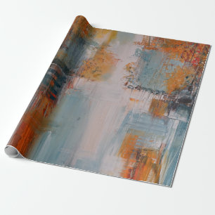 Orange, Weiß und aquamarine abstrakte Malerei Geschenkpapier