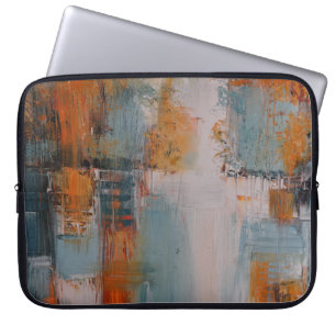 Orange, Weiß und aquamarine abstrakte Malerei Laptopschutzhülle