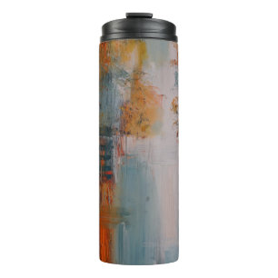 Orange, Weiß und aquamarine abstrakte Malerei Thermosbecher