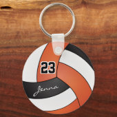 Orange, Weiß und Schwarz Volleyball - Anpassen Schlüsselanhänger (Vorderseite)