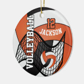 Orange, Weiß und Schwarz-Volleyball-🏐 Keramik Ornament (Links)