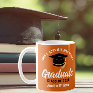 Orange Weiße Absolventenpersonalisierte Abschlussf Kaffeetasse