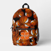 Orange weiße Basketballmuster mit Jerseynummer Bedruckter Rucksack (Vorderseite)