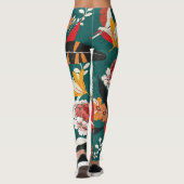 Orange-weiße Blüte: Vintage nahtlose Abbildung Leggings (Rückseite)