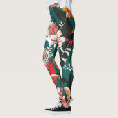 Orange-weiße Blüte: Vintage nahtlose Abbildung Leggings (Links)