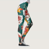 Orange-weiße Blüte: Vintage nahtlose Abbildung Leggings (Rechts)