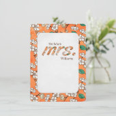 orange-weiße Blütenmuster Einladung (Stehend Vorderseite)