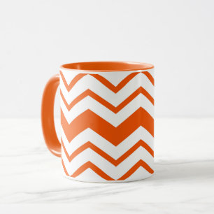 Orange Weiße Chevron-Zickzack-Musterdesign  Tasse