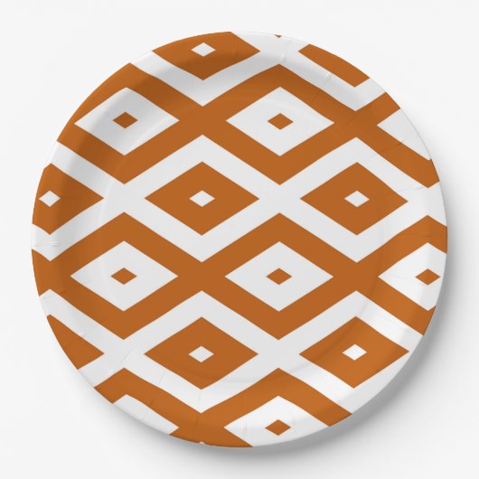 Orange-weiße Diamantform Pappteller (Vorderseite)