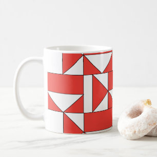 Orange Weiße Dreieck Quadrat Geometrisch Kaffeetasse