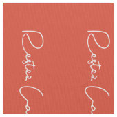 Orange weiße französische Skripte Ruhe halten und Stoff (Nahaufnahme)