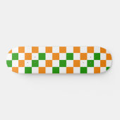 Orange Weiße Grüne Karierte Musterdesign  Skateboard (Horizontal)