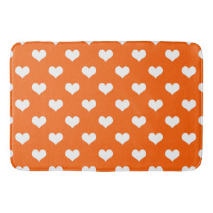 Orange Weiße Hübsche Herzen Design Badematte