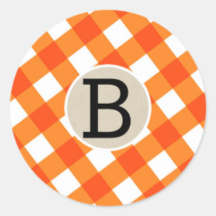 Orange Weiße Karierte Gitter Halloween Party Favor Runder Aufkleber