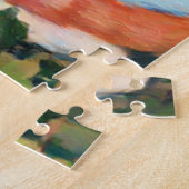 Orange/weiße Katze unter einem blühenden Busch Puzzle (Seite)