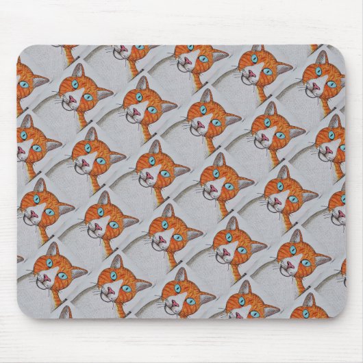 Orange-weiße Katzen-Mauspad Mousepad (Vorne)