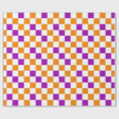 Orange Weiße Lila Karomuster Design  Geschenkpapier (Flach)