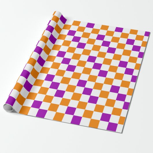 Orange Weiße Lila Karomuster Design  Geschenkpapier (Ungerollt)