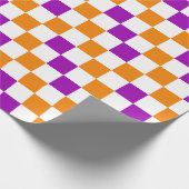 Orange Weiße Lila Karomuster Design  Geschenkpapier (Ecke)