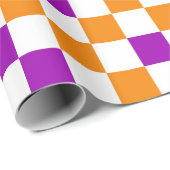 Orange Weiße Lila Karomuster Design  Geschenkpapier (Rolleneckpunkt)